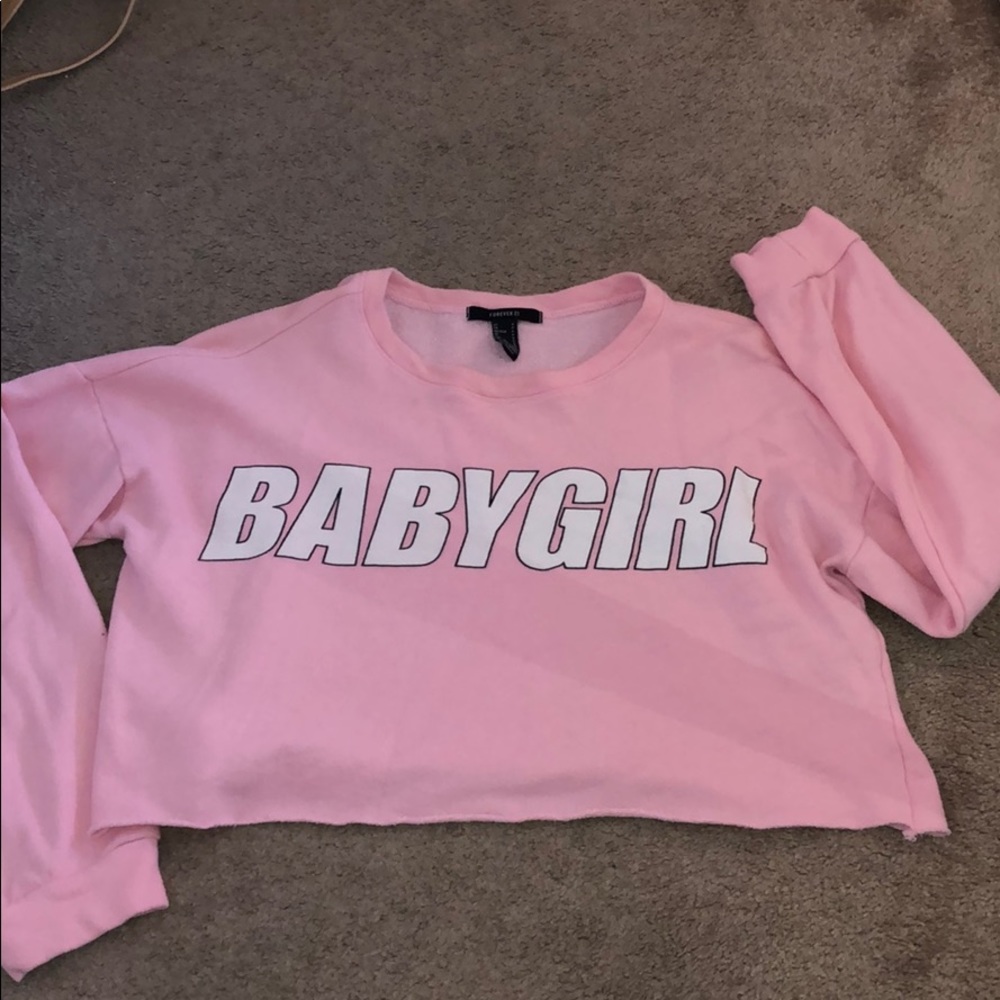 Pink Long Sleeve Crop Top from Forever21